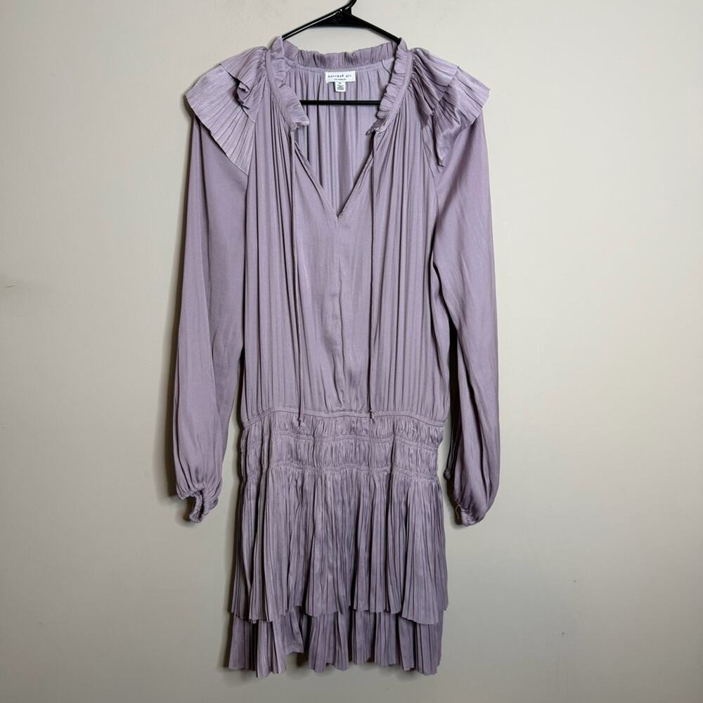 Current Air Cecile Smocked Mini Dress Ruffle Long Sleeves Lilac Size Medium